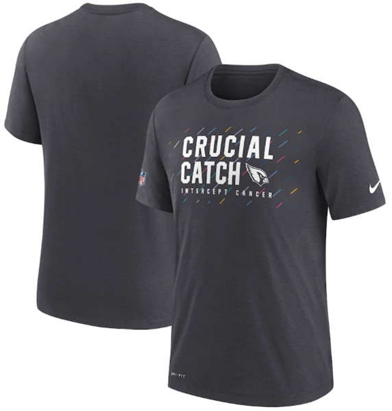 Men's Arizona Cardinals Charcoal 2021 Crucial Catch Performance T-Shirt