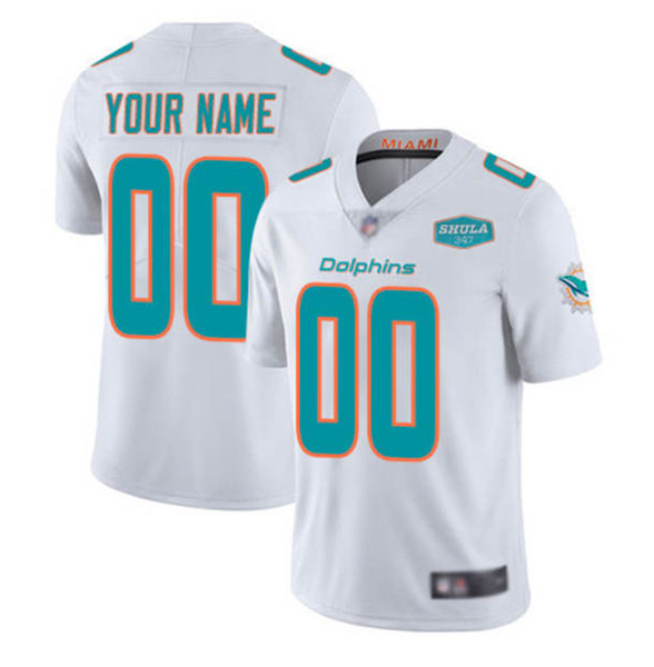 Youth Miami Dolphins ACTIVE PLAYER Custom White 347 Shula Patch Vapor Untouchable Limited Stitched Jersey