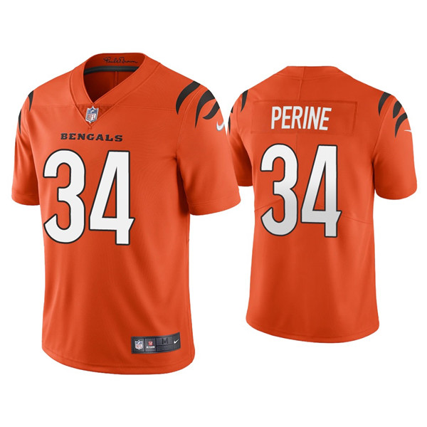 Men's Cincinnati Bengals #34 Samaje Perine 2021 Orange Vapor Untouchable Limited Stitched Jersey