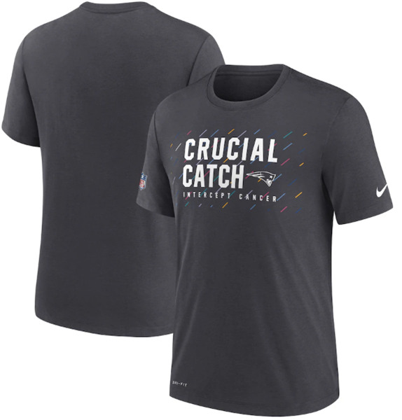 Men's New England Patriots Charcoal 2021 Crucial Catch Performance T-Shirt