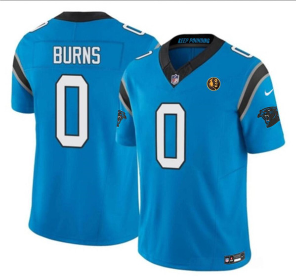 Men's Carolina Panthers #0 Brian Burns Blue 2023 F.U.S.E. With John Madden Patch Vapor Limited Football Stitched Jersey