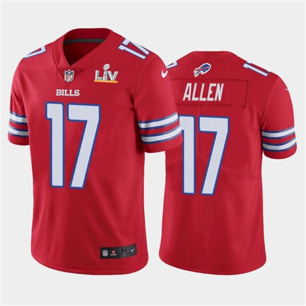 Men's Buffalo Bills #17 Josh Allen Red 2021 Super Bowl LV Stitched NFL Jersey