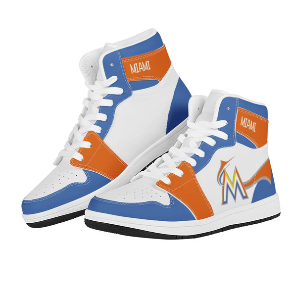 Men's Miami Marlins AJ High Top Leather Sneakers 002