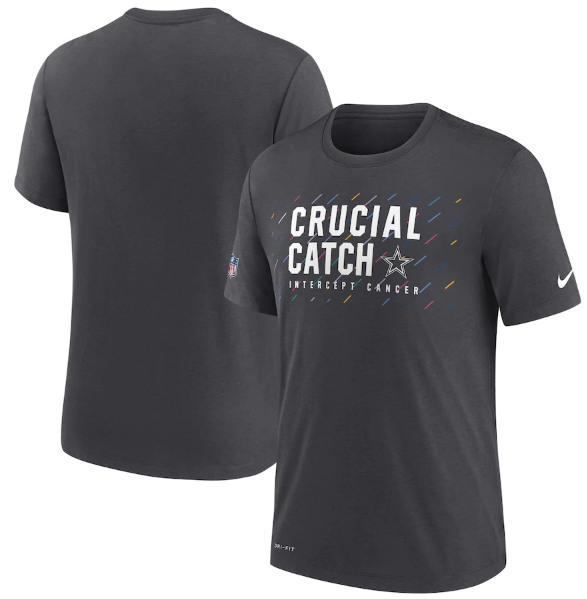 Men's Dallas Cowboys Charcoal 2021 Crucial Catch Performance T-Shirt ...