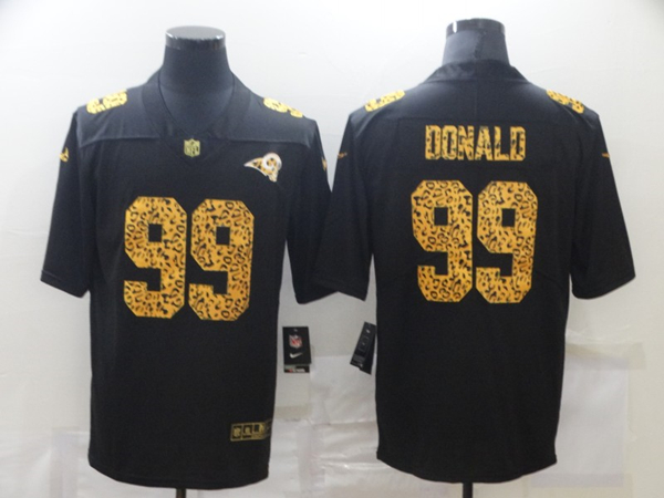 Men's Los Angeles Rams #99 Aaron Donald 2020 Black Leopard Print Fashion Limited Football Stitched Jersey