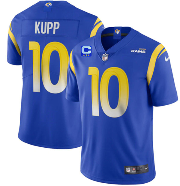 Men's Los Angeles Rams #10 Cooper Kupp 2022 Royal With 3-Star C Patch Vapor Limited Stitched Jersey