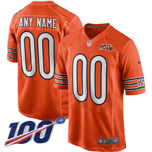 Men's Bears 100th Season ACTIVE PLAYER Orange Vapor Untouchable Limited Stitched NFL Jersey.