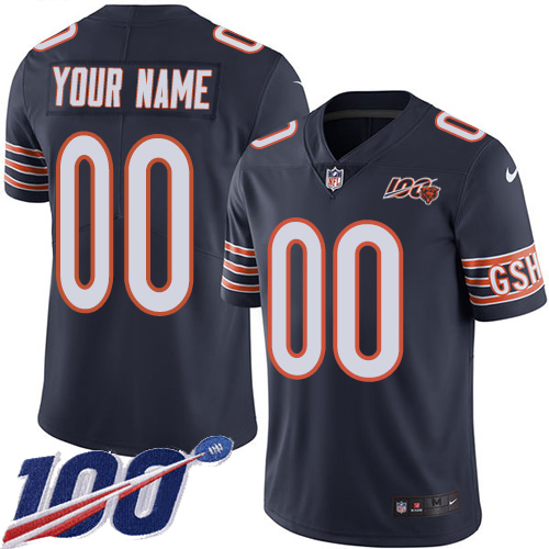 Men's Bears 100th Season ACTIVE PLAYER Navy Vapor Untouchable Limited Stitched NFL Jersey.