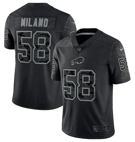 Men's Buffalo Bills #58 Matt Milano Black Reflective Limited Stitched Football Jersey