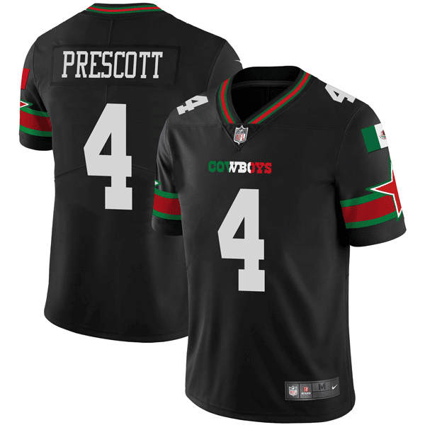 Men's Dallas Cowboys #4 Dak Prescott Black Mexico Vapor Limited Stitched Football Jersey
