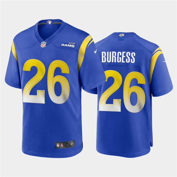 Men's Los Angeles Rams #26 Terrell Burgess 2020 Royal NFL Stitched Jersey