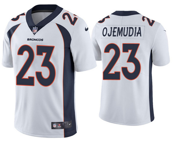 Men's Denver Broncos #23 Michael Ojemudia White Vapor Untouchable Limited Stitched Jersey
