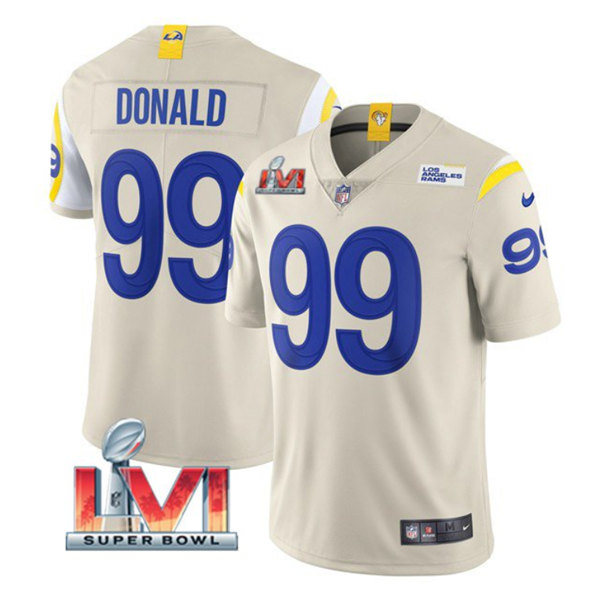 Men's Los Angeles Rams #99 Aaron Donald Bone 2022 Super Bowl LVI Vapor Limited Stitched Jersey