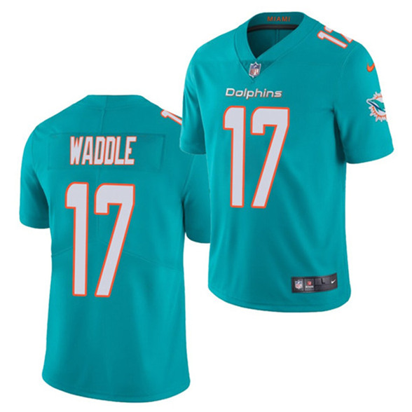 Men's Miami Dolphins #17 Jaylen Waddle Aqua 2021 Vapor Untouchable Limited Stitched NFL Jersey (Check description if you want Women or Youth size)