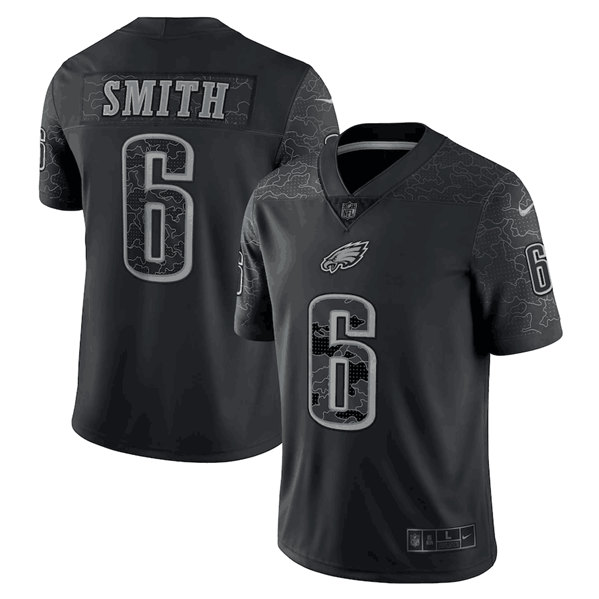 Men's Philadelphia Eagles #6 DeVonta Smith Black Reflective Limited Stitched Football Jersey