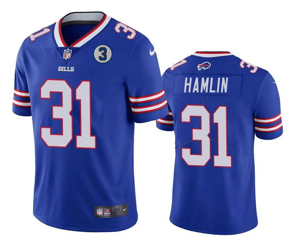Men's Buffalo Bills #31 Damar Hamlin Blue With NO.3 Patch Vapor Untouchable Limited Stitched Jersey