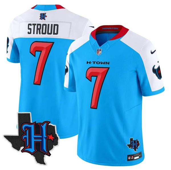 Men's Houston Texans #7 C.J. Stroud Blue/White 2024 F.U.S.E. Limited Football Stitched Jersey