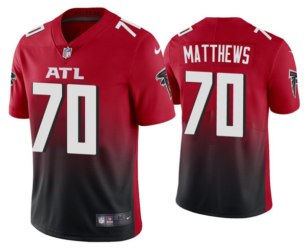 Men's Atlanta Falcons #70 Jake Matthews 2020 Red Vapor Untouchable Limited Stitched NFL Jersey