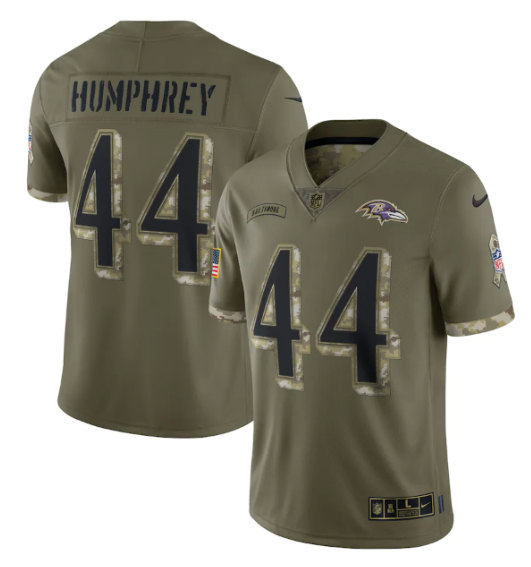 Men's Baltimore Ravens ACTIVE PLAYER Custom 2022 Olive Salute To Service Limited Stitched Jersey