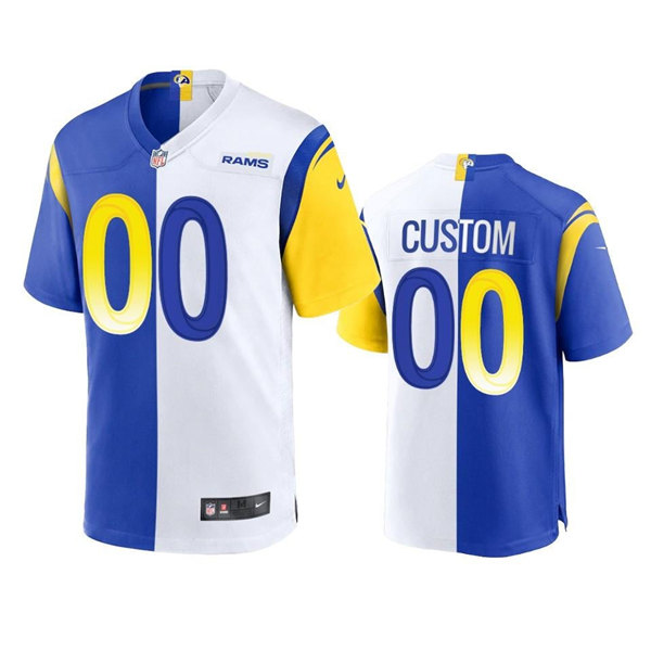 Men's Los Angeles Rams ACTIVE PLAYER Custom Royal/White Split Stitched Football Jersey