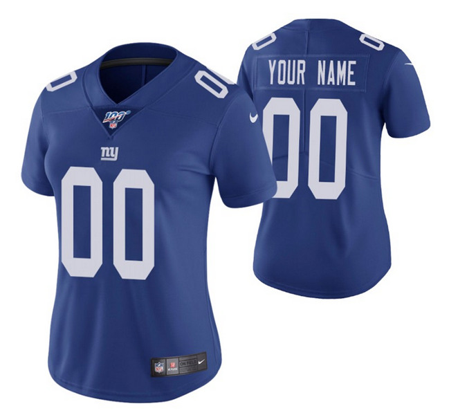 Women's New York Giants ACTIVE PLAYER Custom 2020 100th Season Royal Vapor Limited Stitched Jersey(Run Small)