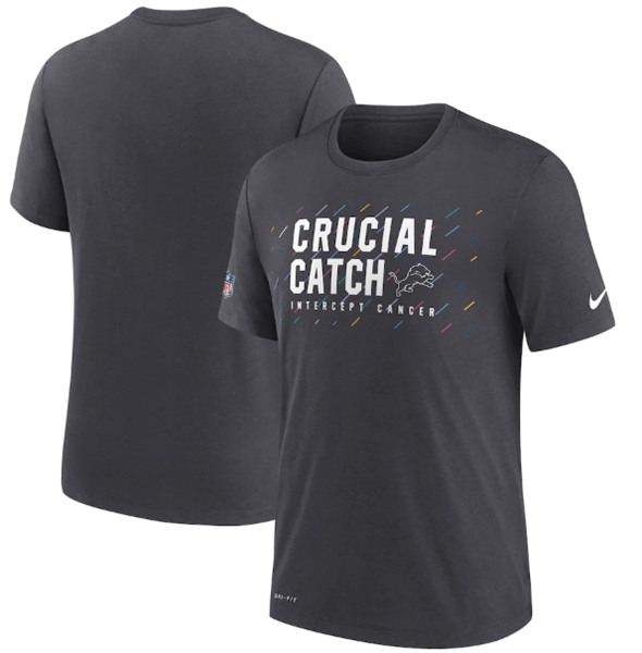 Men's Detroit Lions Charcoal 2021 Crucial Catch Performance T-Shirt