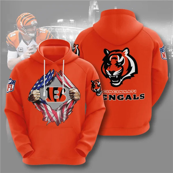 Men's Cincinnati Bengals Orange 3D Trending T-Shirt NFL Hoodie