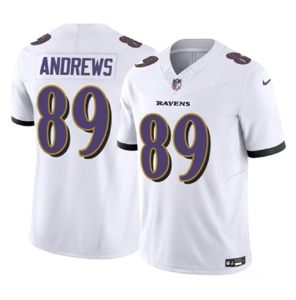 Men's Baltimore Ravens #89 Mark Andrews White 2023 F.U.S.E Vapor Limited Stitched Jersey