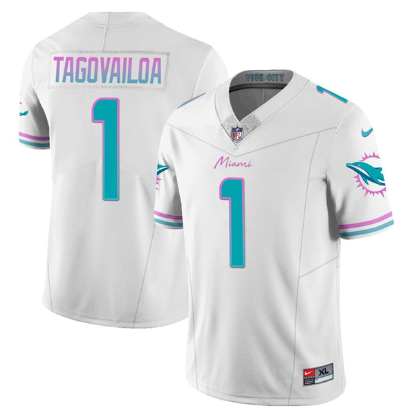 Men's Miami Dolphins #1 Tua Tagovailoa White 2023 F.U.S.E Alternate Vapor Limited Football Stitched Jersey
