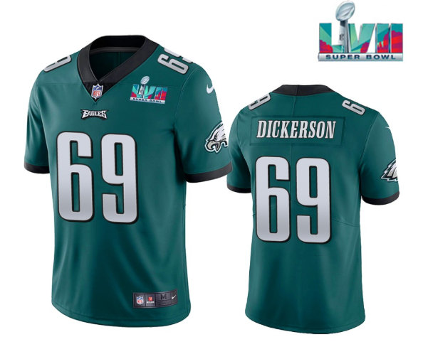 Men's Philadelphia Eagles #69 Landon Dickerson Green Super Bowl LVII Patch Vapor Untouchable Limited Stitched Jersey