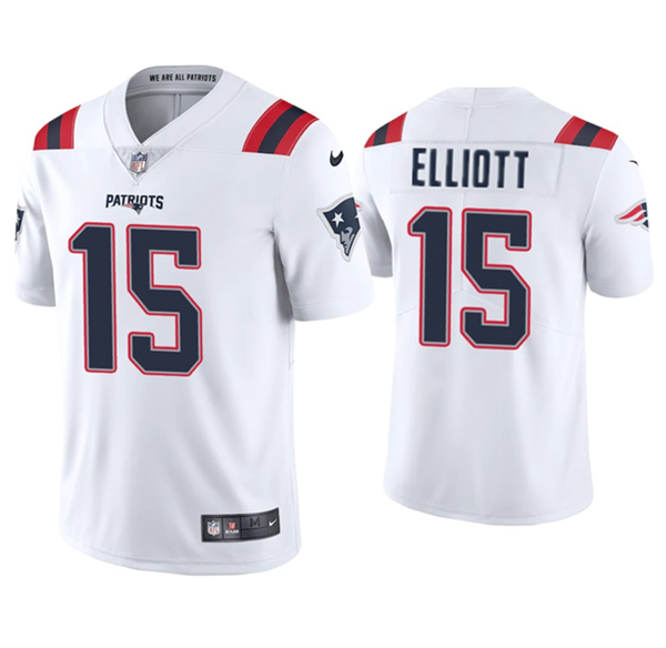 Men's New England Patriots #15 Ezekiel Elliott White Vapor Untouchable Stitched Jersey