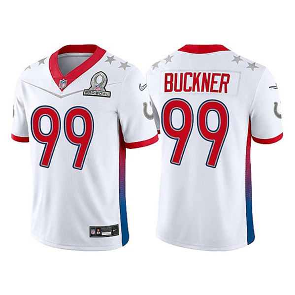 Men's Indianapolis Colts #99 DeForest Buckner 2022 White Pro Bowl Stitched Jersey