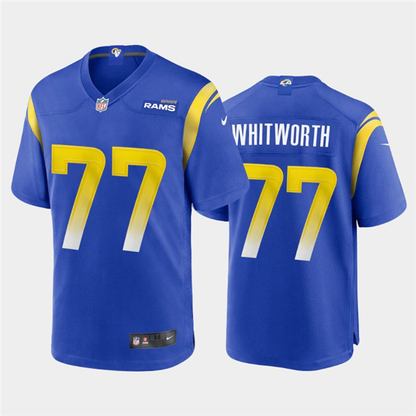 Men's Los Angeles Rams #77 Andrew Whitworth 2020 Royal NFL Stitched Jersey