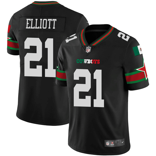 Men's Dallas Cowboys #21 Ezekiel Elliott Black Mexico Vapor Limited Stitched Football Jersey