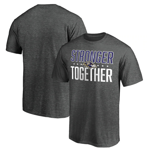 Men's Baltimore Ravens Heather Charcoal Stronger Together T-Shirt