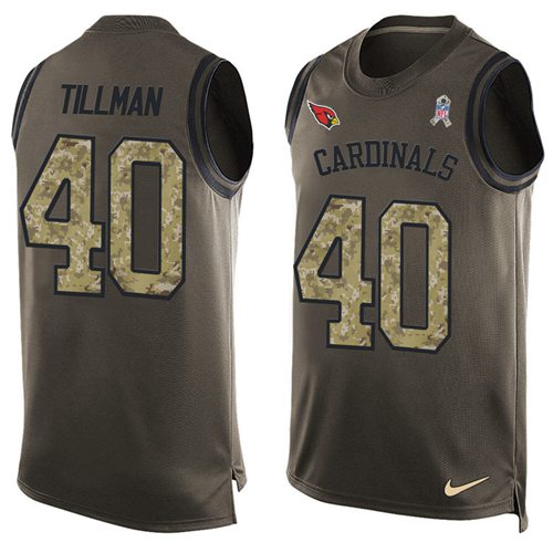 Men's Arizona Cardinals #40 Pat Tillman Custom Green Salute To Service Tank Top Stitched NFL Limited Jersey