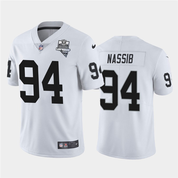 Men's Oakland Raiders White #94 Carl Nassib 2020 Inaugural Season Vapor Limited Stitched NFL Jersey