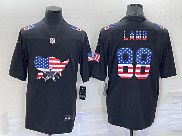 Men's Dallas Cowboys #88 CeeDee Lamb Black USA Flag Limited Stitched Jersey
