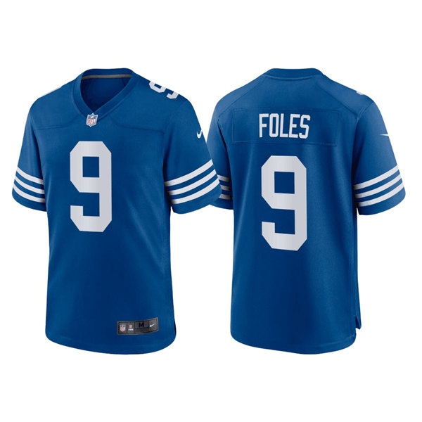 Men's Indianapolis Colts #9 Nick Foles Royal Stitched Game Jersey