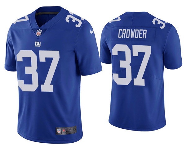 Men's New York Giants #37 Tae Crowder 2020 Blue Vapor Untouchable Limited Stitched Jersey