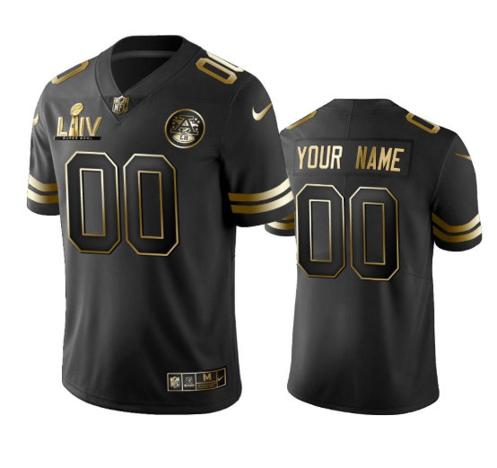 Men's Kansas City Chiefs ACTIVE PLAYER Custom Black Super Bowl LIV Golden Edition Limited Stitched Jersey