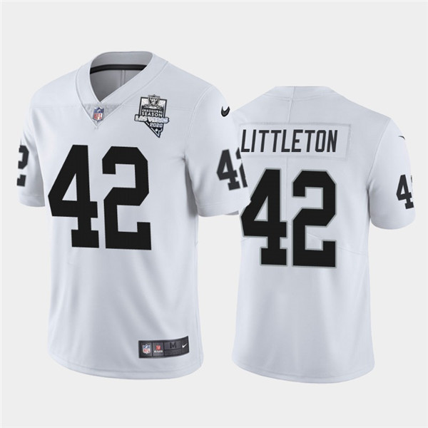 Men's Oakland Raiders White #42 Cory Littleton 2020 Inaugural Season Vapor Limited Stitched NFL Jersey