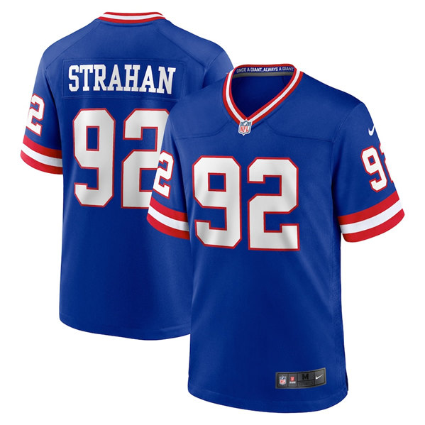 Men's New York Giants #92 Michael Strahan Royal Stitched Game Jersey