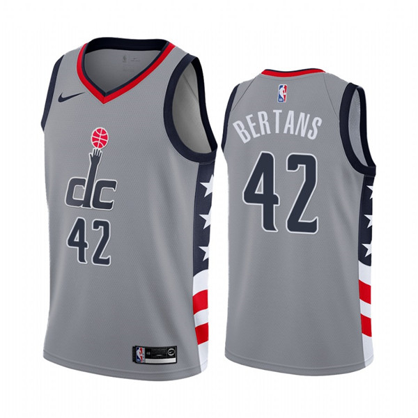 Men's Washington Wizards #42 Davis Bertans Gray City Edition New Uniform 2020-21 Stitched NBA Jersey