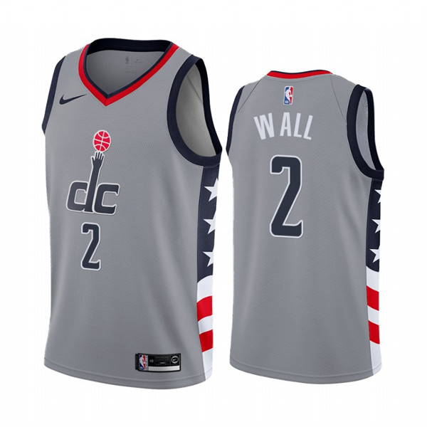 Men's Washington Wizards #2 John Wall Gray City Edition New Uniform 2020-21 Stitched NBA Jersey