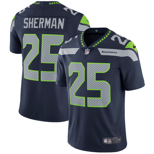 Men's Seattle Seahawks #25 Richard Sherman Nike College Navy Vapor Untouchable Limited Stitched NFL Jersey