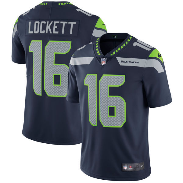Men's Seattle Seahawks #16 Tyler Lockett Nike College Navy Vapor Untouchable Limited Stitched NFL Jersey