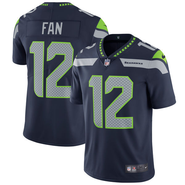 Men's Seattle Seahawks #12 Fan Nike College Navy Vapor Untouchable Limited Stitched NFL Jersey