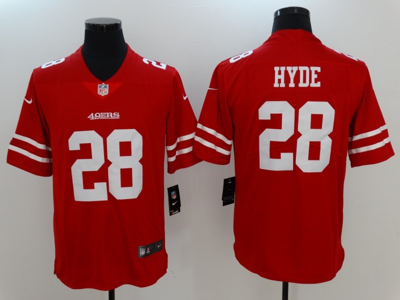 Men's San Francisco 49ers #28 Carlos Hyde Nike Scarlet Vapor Untouchable Limited Stitched NFL Jersey