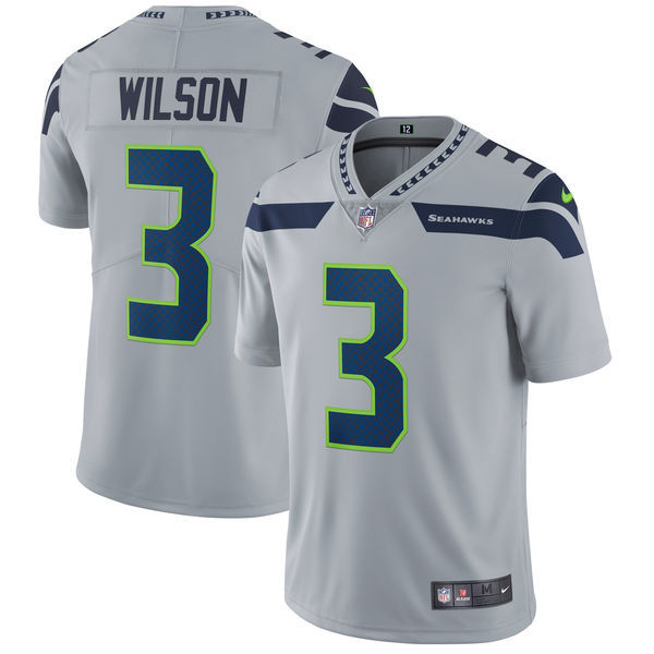 Men's Seattle Seahawks #3 Russell Wilson Nike Gray Vapor Untouchable Limited Stitched NFL Jersey